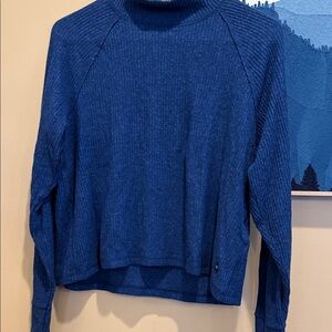 Blue Ribbed Knit Sweater